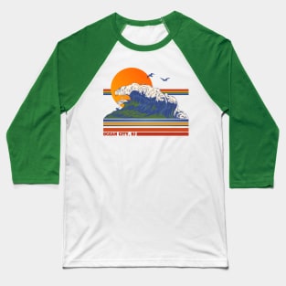 Retro Ocean City NJ 70s Style Tourist Souvenir Baseball T-Shirt